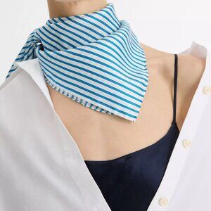 NEW Vince Sowing Stripe Silk Twill Scarf in Coastal blue/off white